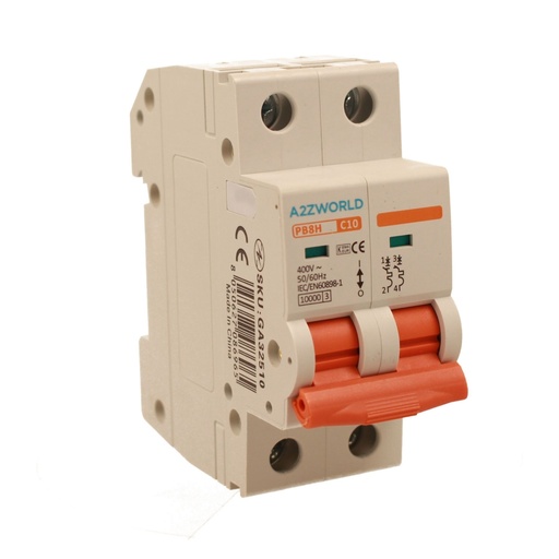 [GA32510] MCB Interruttore Magnetotermico Automatico Curva C 2P 2M 10000A C10A AC 400V IP20 PB8H