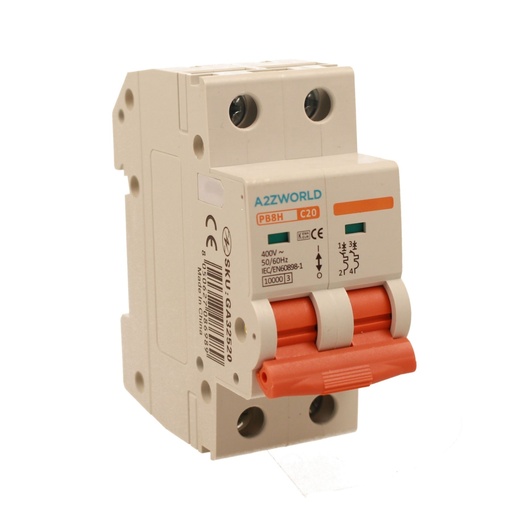 [GA32520] MCB Interruttore Magnetotermico Automatico Curva C 2P 2M 10000A C20A AC 400V IP20 PB8H