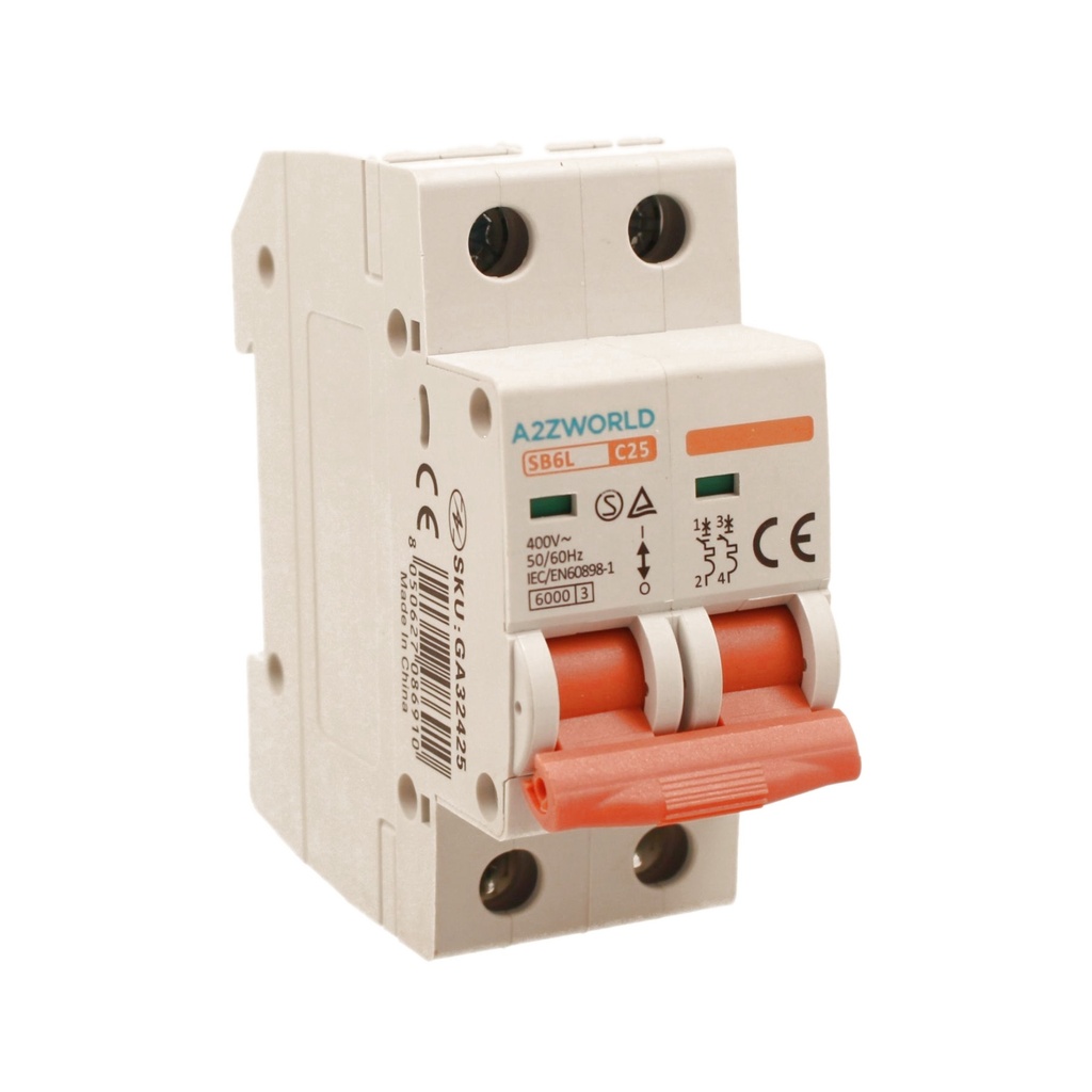 MCB Interruttore Magnetotermico Automatico Curva C 2P 2M 6000A C25A AC 400V IP20 SB6L