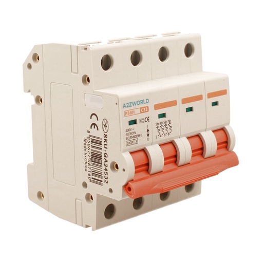 [GA34532] MCB Interruttore Magnetotermico Trifase 380V 32A Curva C 4P 4M 10000A C32A AC 400V IP20 PB8H