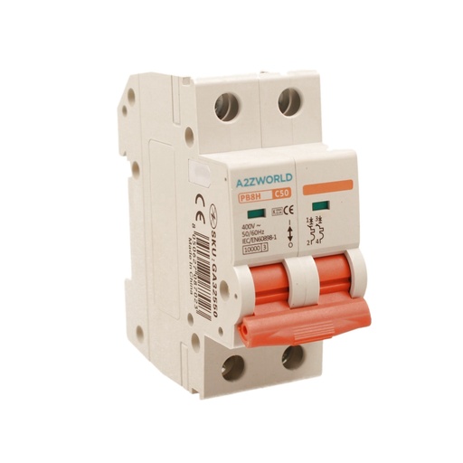 [GA32550] MCB Interruttore Magnetotermico Automatico Curva C 2P 2M 10000A C50A AC 400V IP20 PB8H