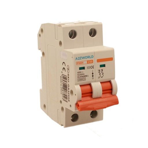 [GA32550] MCB Interruttore Magnetotermico Automatico Curva C 2P 2M 10000A C50A AC 400V IP20 PB8H