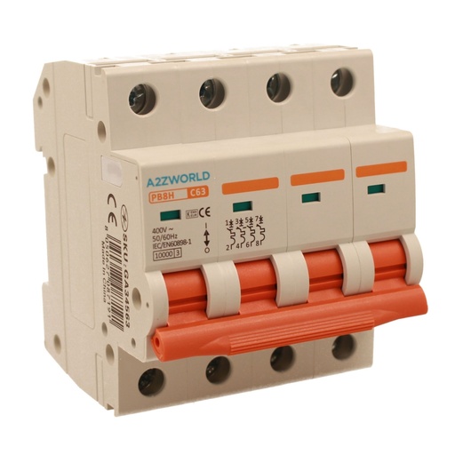 [GA34563] MCB Interruttore Magnetotermico Automatico Curva C 4P 4M 10000A C63A AC 400V IP20 PB8H