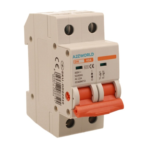 [GD02040] Interruttore Sezionatore Modulare 2P 2M 40A AC 400V IP20 IEC60947-3 DH