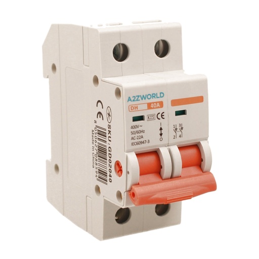 [GD02040] Interruttore Sezionatore Modulare 2P 2M 40A AC 400V IP20 IEC60947-3 DH
