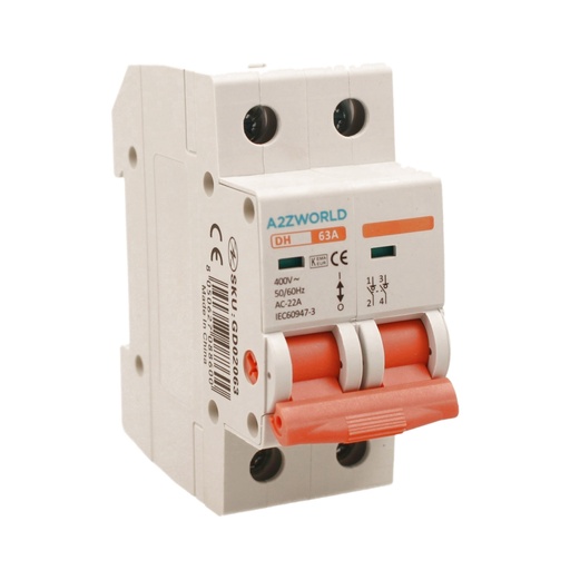 [GD02063] Interruttore Sezionatore Modulare 2P 2M 63A AC 400V IP20 IEC60947-3 DH