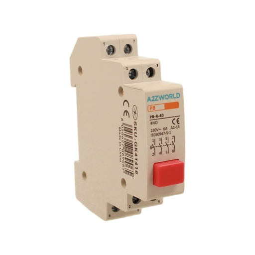 [GK41416] Pulsante Modulare Con Spia Luce Led Rosso 1M 4NO 6A AC 230V IP20 IEC60947-5-1 PB