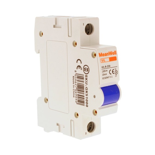 [GK51000] MeanWell Indicatore Luminoso Modulare Blu 1P 1M AC 230V IP20 IEC60947-5-1 VIL