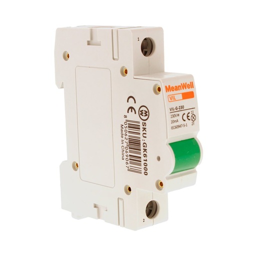 [GK61000] MeanWell Indicatore Luminoso Modulare Verde 1P 1M AC 230V IP20 IEC60947-5-1 VIL