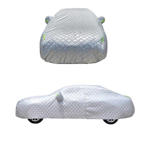 [PT301508] Telo Copriauto Antigrandine e Antivento Copertura Impermeabile per Carrozzeria Auto con Cerniera Strisce Fluorescenti Inspessito con Cotone 4,8x1,75x1,2m Taglia L