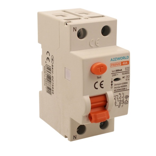 [GC75640] RCCB Interruttore Differenziale Puro Tipo AC 1P+N 2M 6000A 300mA 40A AC 230V IP20 IEC61008-1 PR8NM