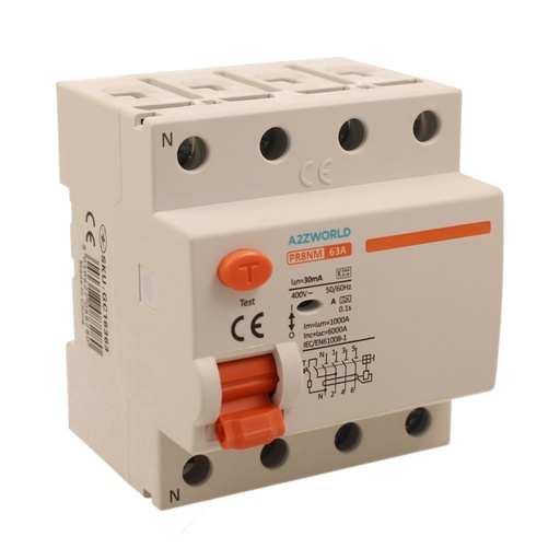 [GC16363] RCCB Interruttore Differenziale Puro Tipo A 3P+N 4M 6000A 30mA 63A AC 400V IP20 IEC61008-1 PR8NM