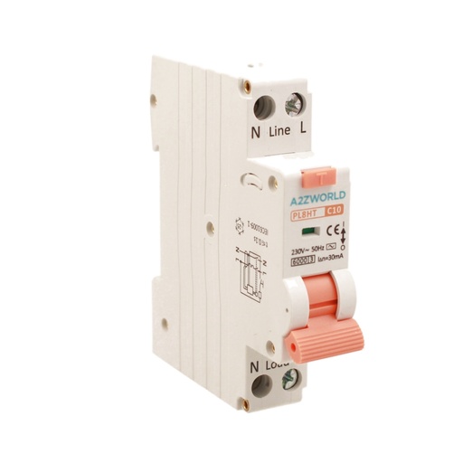 [GB57310] RCBO Interruttore Magnetotermico Differenziale Tipo AC Curva C 1P+N 1M 6000A 30mA C10A AC 230V IP20 IEC61009-1 PL8HT