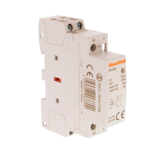 [GH21125] MeanWell Teleruttore Contattore Modulare AC 2P 1M 1NO+1NC 25A AC 230V IP20 IEC61095 / IEC60947-4-1 HC-225