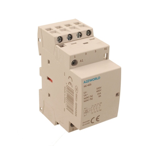 [GH42325] Teleruttore Contattore Modulare AC 4P 2M 3NO+1NC 25A AC 230V IP20 IEC61095 / IEC60947-4-1 HC-425