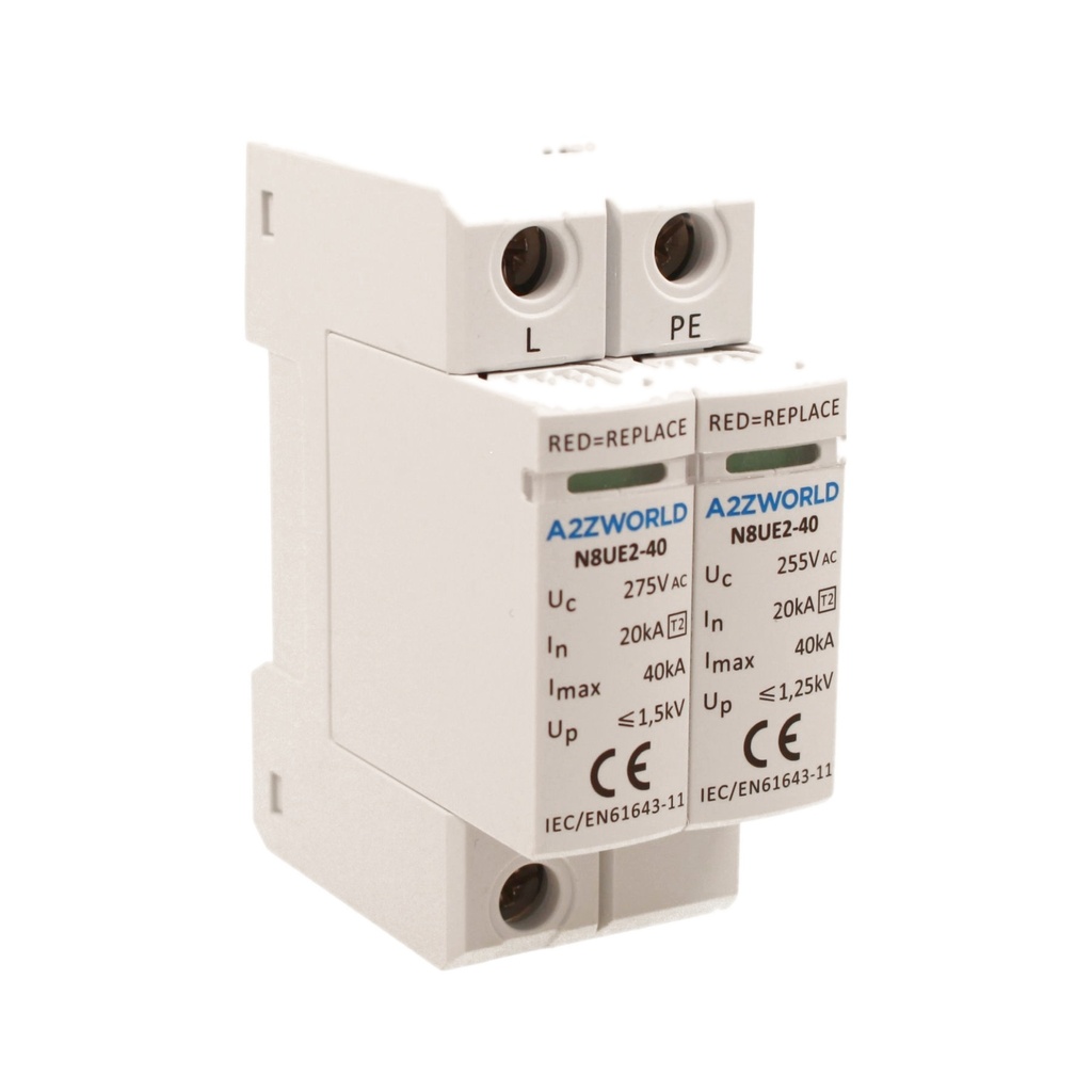 [GF25200] SPD Scaricatore Di Sovratensione Modulare, Tipo 2 T2 1P+N 2M 20kA-40kA AC 275V IP20 IEC61643-11 N8UE2
