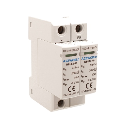 [GF25200] SPD Scaricatore Di Sovratensione Modulare, Tipo 2 T2 1P+N 2M 20kA-40kA AC 275V IP20 IEC61643-11 N8UE2