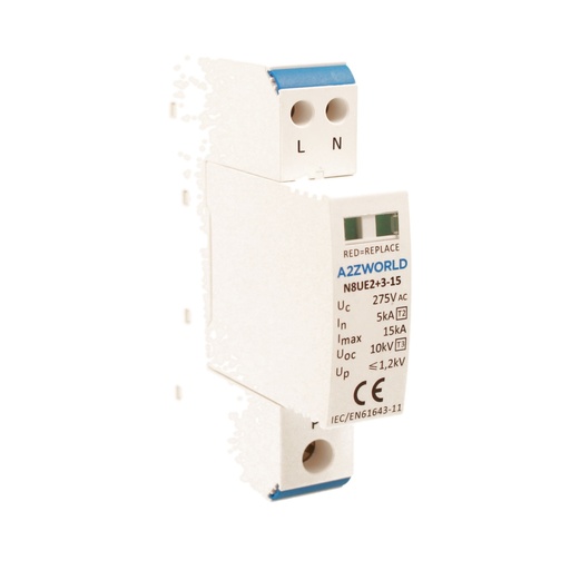 [GF57050] SPD Scaricatore Di Sovratensione Tipo 2+3 T2+T3 1P+1P 1M  5kA-15kA 10kV AC 275V IP20 IEC61643-11 N8UE3