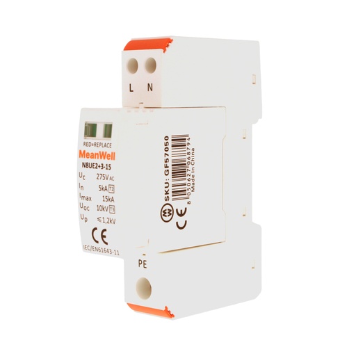 [GF57050] SPD Scaricatore Di Sovratensione Tipo 2+3 T2+T3 1P+1P 1M  5kA-15kA 10kV AC 275V IP20 IEC61643-11