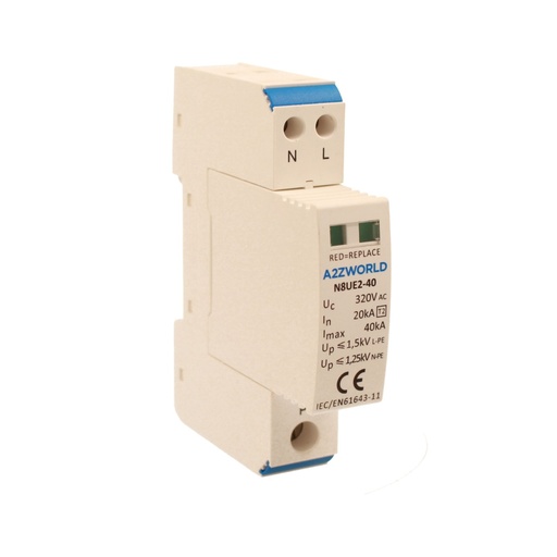 [GF27200] SPD Scaricatore Di Sovratensione Tipo 2 T2 1P+N 1M 20kA-40kA AC 320V IP20 IEC61643-11 N8UE2