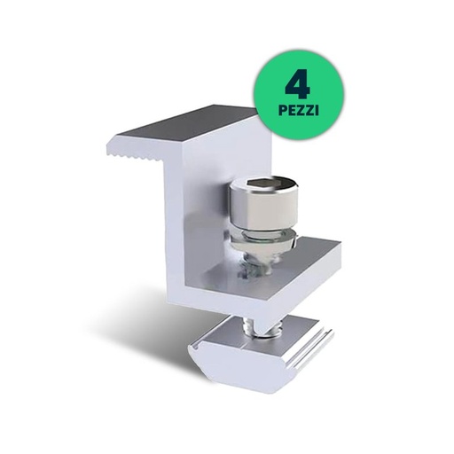 [FV11388A] Italia Morsetti Terminali in Alluminio per Fissaggio Pannelli Solari Fotovoltaici 30mm (Confezione 4 Pezzi) SKU-11388-A
