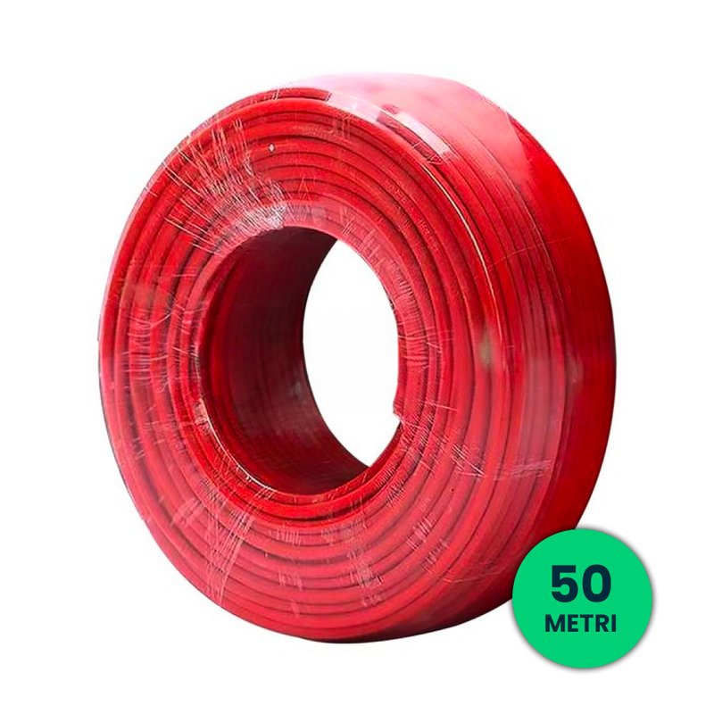 [FV11821] Cavo Solare Fotovoltaico 4 mmq Unipolare Colore Rosso per Collegamento Professionale Pannelli Solari Fotovoltaici (Bobina 50 Metri) SKU-11821
