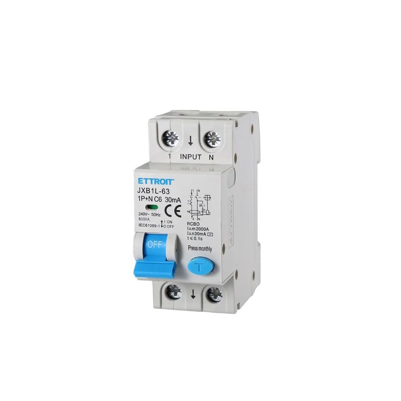 [JX270661] Interruttore Magnetotermico Differenziale 1P+N 6A 6KA 30mA 220V Occupa 2 Moduli DIN