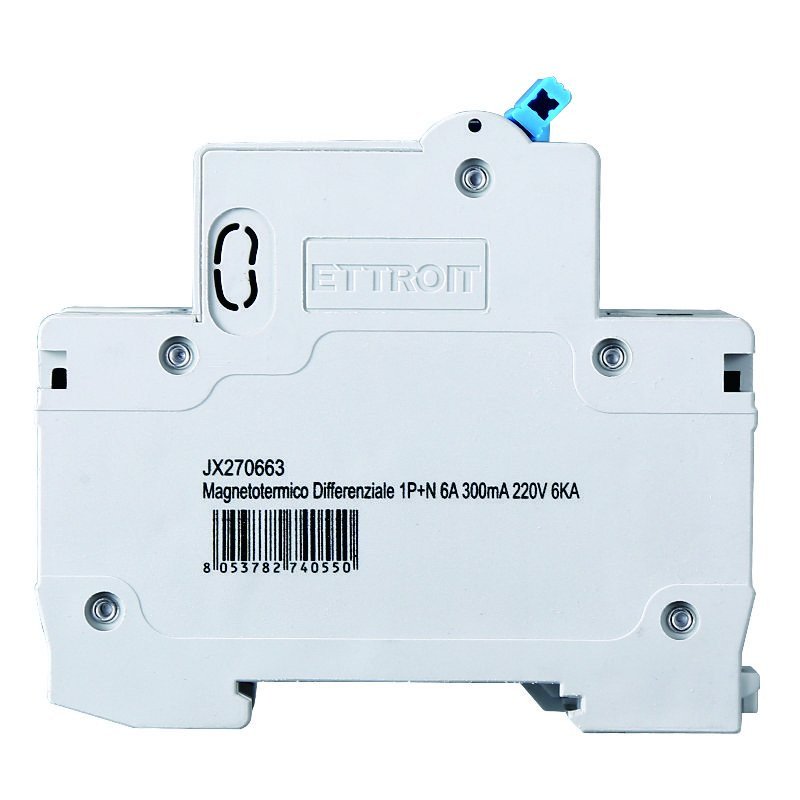[JX270663] Interruttore Magnetotermico Differenziale 1P+N 6A 6KA 300mA 220V Occupa 2 Moduli DIN