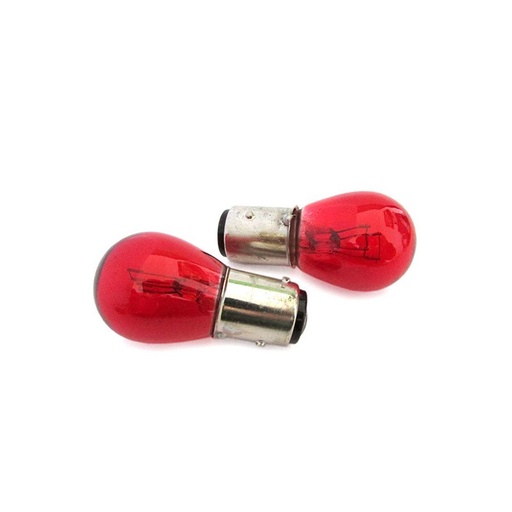 [LA1237D] Blister 2 Lampade Alogena PR21/5W BAW15D Asimmetrica 12V 21/5W Colore Rosso Compatibile Con Philips 12495 CP