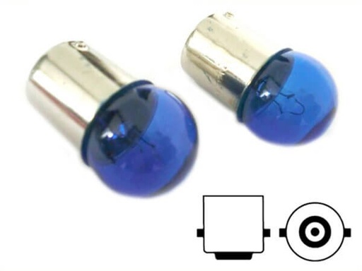 [LX2323] Coppia 2 Lampade Alogena G18 BA15S R10W 12V 10W Luci Posizione Colore Azzurro