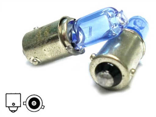 [LX1260] Coppia 2 Lampade H6W 12V 6W BAX9s Bianco Effetto Gas Xenon Per Luci Posizione Auto