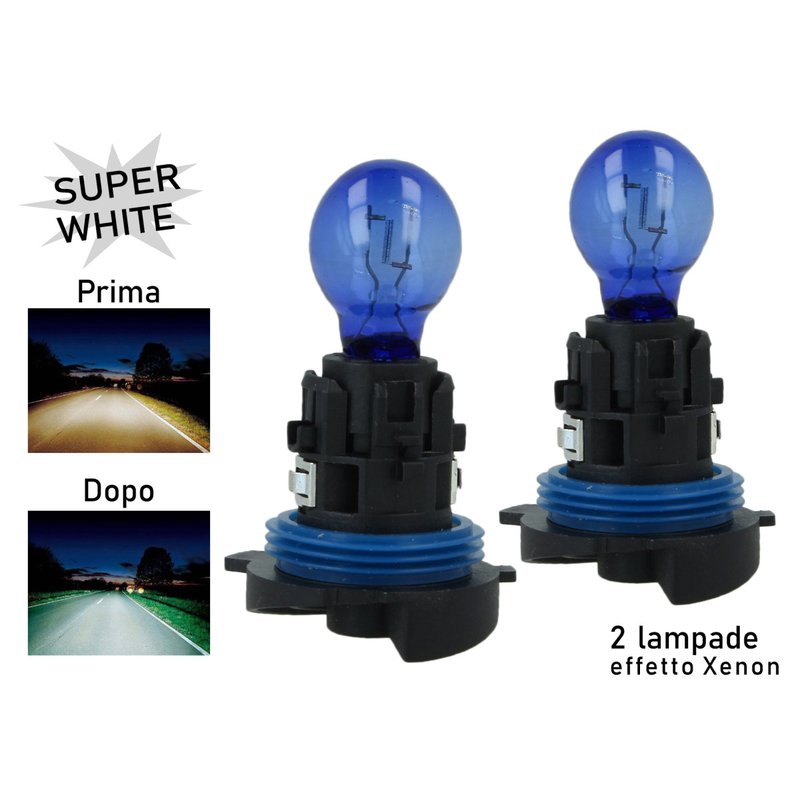 [LX1581] Coppia lampade alogene HP24W 12V 24W Super White 4200K per luci diurne Peugeot Citroën