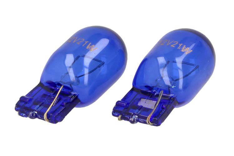 [LX2019] Coppia lampade alogene T20 W21W 12V 21W vetro azzurrato effetto Xenon