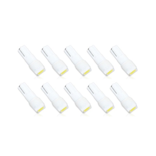 [LSD9500] 10 Lampadine Led, Lampadina T5 12V W1,2W Colore Bianco Con 1 Smd 5050 Luci Cruscotto Auto e Moto