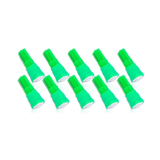 [LSD9504] 10 Lampadine Led T5 12V W1,2W Colore Verde Con 1 Smd 5050 Luci Cruscotto Auto e Moto