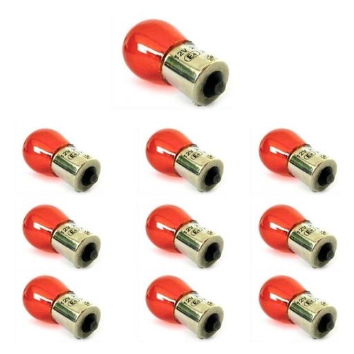 [LA2422] 10 Lampade Alogene S25 PY21W 24V 21W BA15S Arancione Amber Piedi Diritti