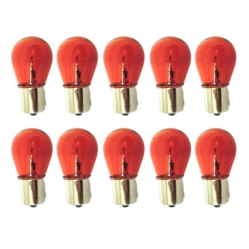 [LA1225] 10 Lampade Alogene S25 PY21W 12V 21W BA15S Arancione Piedi Dritti Indicatori