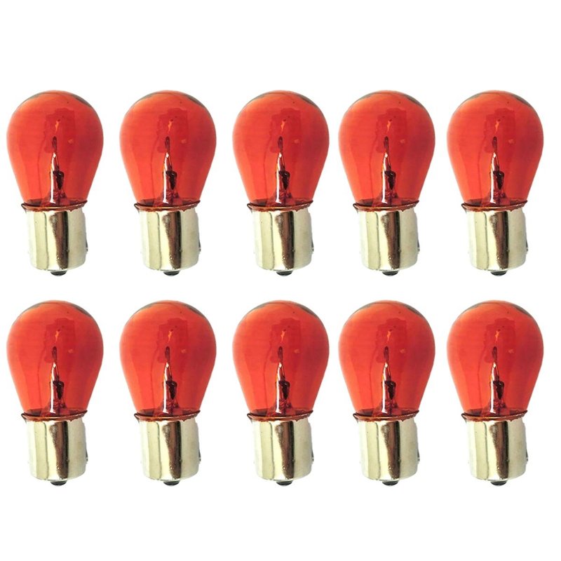 [LA1222] Set 10 lampade alogene S25 PY21W 12V BAU15S arancioni per frecce auto