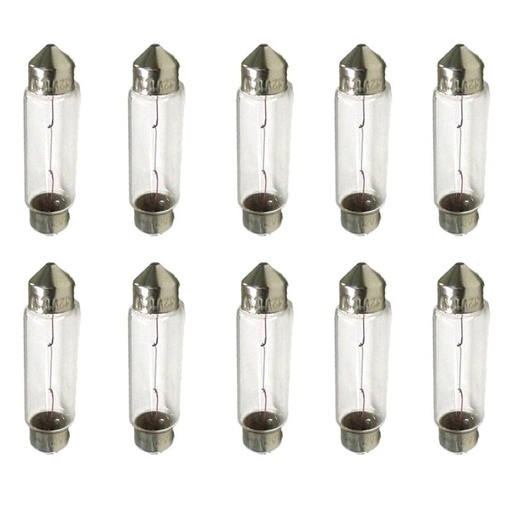[LA1236] Set 10 lampade alogene siluro T11 C5W 12V 5W 36 mm per interni auto e targa