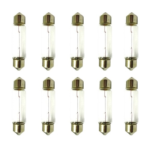 [LA1239] 10 Lampade Alogene Siluro T11 C5W 12V 5W 39mm SV8.5 per Auto e Luci Targa