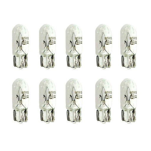 [LA1203] 10 Lampade Alogene T10 W3W 12V 3W Tutto Vetro W2,1x9,5d per Interni Auto