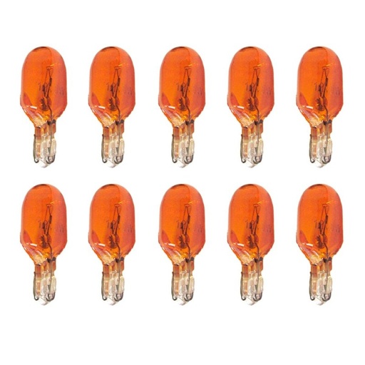 [LA1207] 10 Pezzi Lampada Alogena T10 WY5W 12V 5W Amber Arancione Zoccolo Vetro W2,1x9,5d