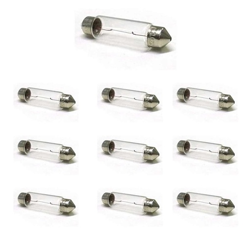 [LA2441] Set 10 lampade alogene siluro T11 C10W 41mm 24V 10W per interni e targa