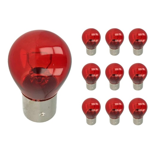 [LA1238] 10 Pezzi Lampade Alogena PR21W BAW15S Asimmetrica 12V 21W Colore Rosso Compatibile Con Philips 12088 12088CP