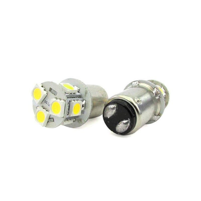 2x Lampade LED Nautica BA15D B15D 12V 24V 2W Piedi Dritti Bianco Freddo G18