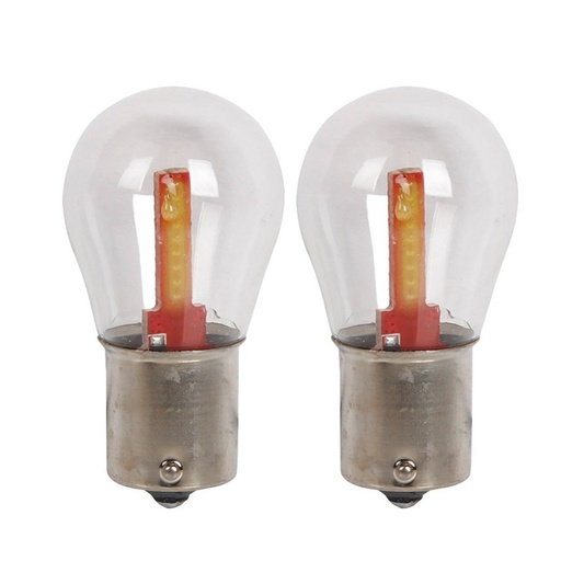 [PT200502X2] 2x Lampada LED BA15s S25 P21W COB 12V 24V 300lm 1.7W Bianco Freddo H50mm