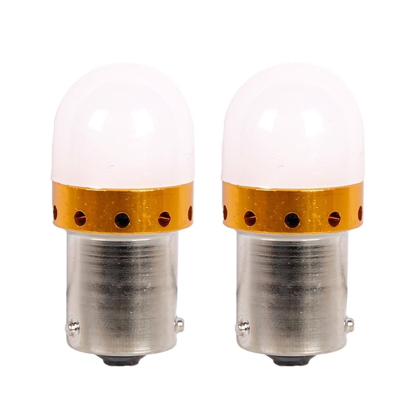 [PT200510X2] 2 Pezzi Lampade LED BAU15S S25 PY21W 9 SMD 3030 12V 24V 300lm 3.5W Gialla Ambra Piedi Storti H41mm 360°