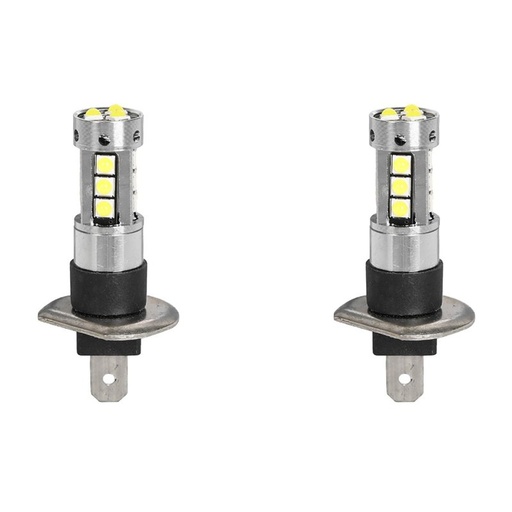 [PT200492X2] 2 Pezzi Lampada Led H1 P14.5S 12V 24V 15 SMD 3030 400lm 8W Bianco Freddo 6500K per Fendinebbia 45mm
