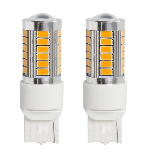 [PT200530X2] 2 Pezzi Lampade LED T20 7440 W21W W21YW 33 SMD 5730 12V 24V 280lm 3W Ambra Auto Camion 61mm