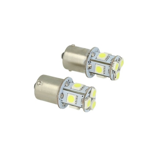 [LS2588F] Lampada LED Canbus 24V BA15S G18,5 R5W Bianco 8 SMD 5050 Camion Bus Barca